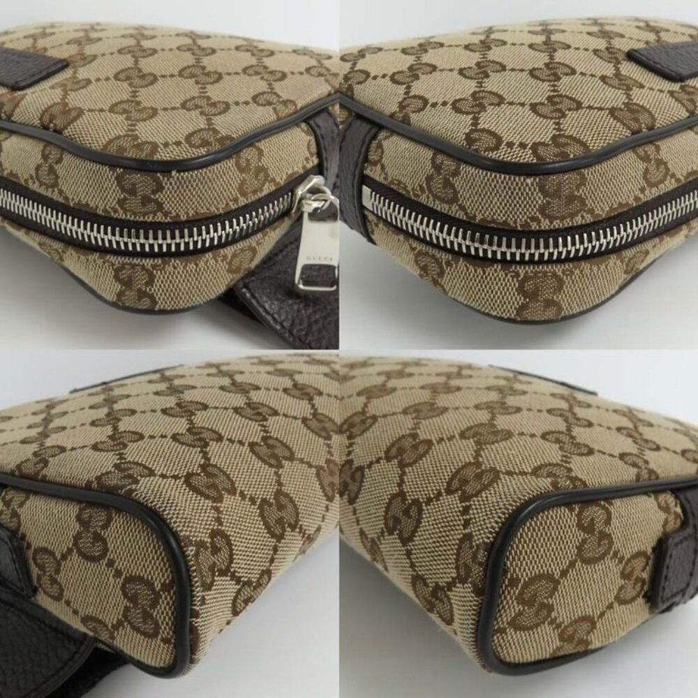 Gucci GG Canvas Waist Bag Body Bag Beige Brown Silver Hardware - Picture 8 of 10